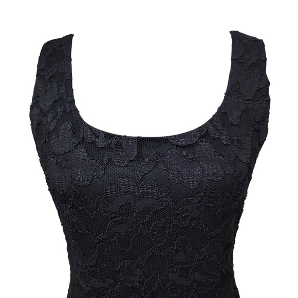 Molly Malloy Evening, Size 6 Vintage Black Lace Overlay Cocktail Evening Dress - Picture 2 of 12